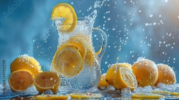 Obraz Icy lemonade pitcher with lemon slices