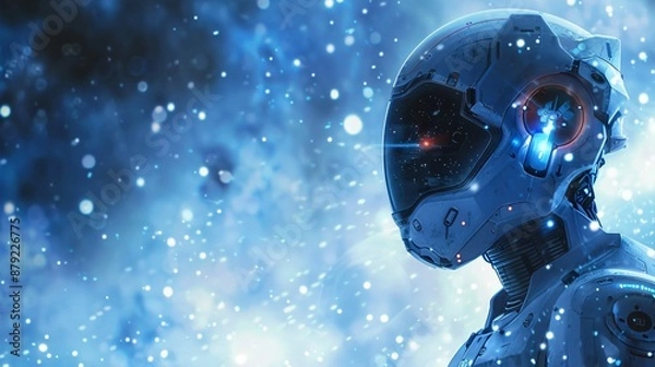 Fototapeta Illustration of a male robot in space