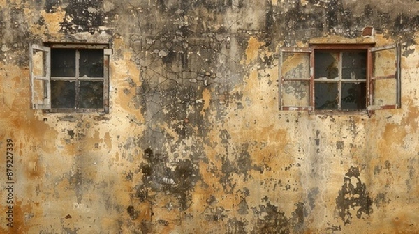 Fototapeta Aged Wall Featuring Windows for Backgrounds or Textures
