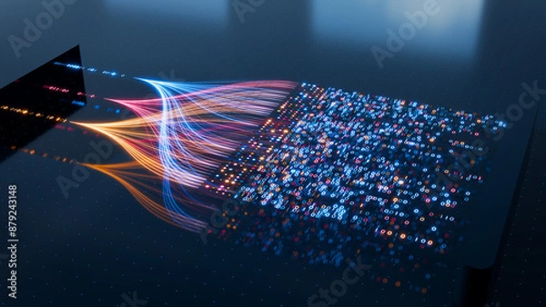 Fototapeta Big data driven artificial intelligence and analytics: AI, data science, technology, analysis, and visualization with neural networks and machine learning. Digital transformation and innovation.