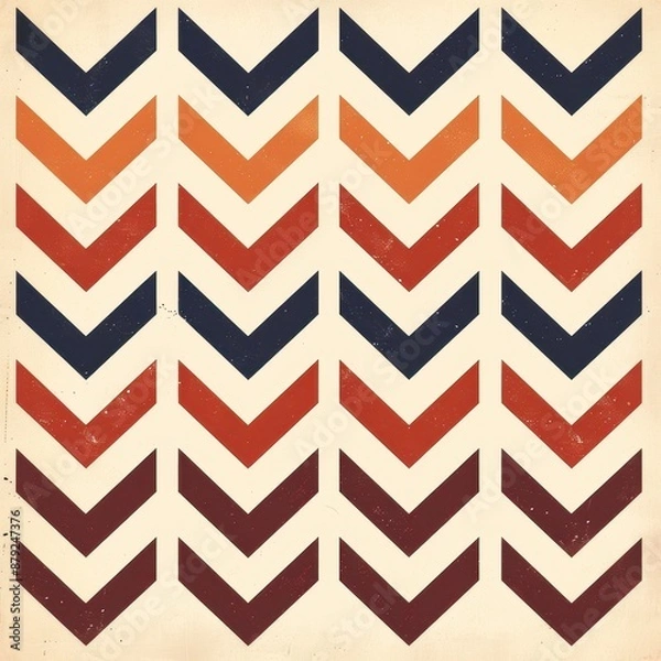Fototapeta Vintage Chevron Pattern in Red, Blue, and Orange