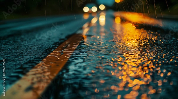 Obraz Evening highway after rain