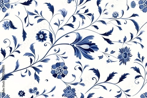 Fototapeta Vector floral watercolor texture pattern with blue flowers.Watercolor floral pattern.Blue flowers pattern.Seamless pattern can be used for wallpaper,pattern fills,web page background,surface textures
