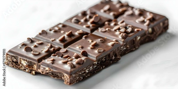 Fototapeta Chocolate Crunch Bar Isolated on a White Background. Concept Chocolate Bar, White Background, Crunchy Texture, Isolated Product