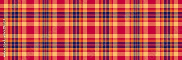 Fototapeta Creativity pattern vector texture, coat textile seamless fabric. Harvest check background plaid tartan in orange and red colors.