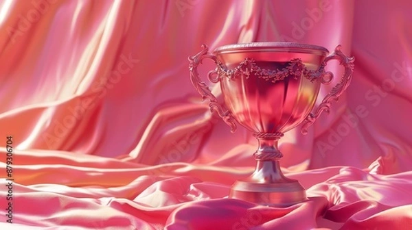 Fototapeta An artistic 3D illustration of a trophy with an artistic twist, suitable for creative sports-themed projects.