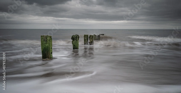 Obraz Youghal Strand Groynes on a cold spring evening