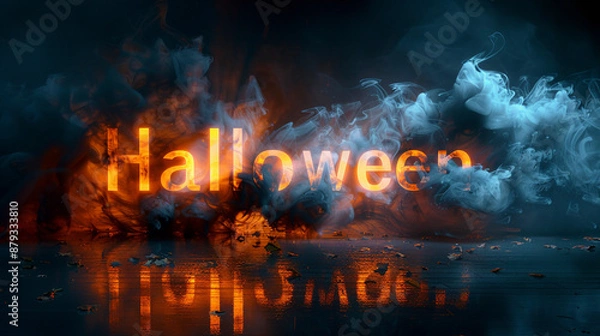 Fototapeta Halloween Text with Fiery and Smoky Effect