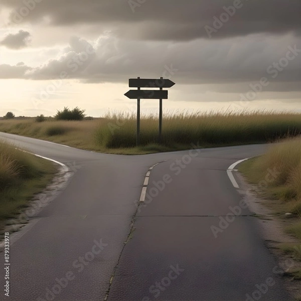 Obraz A sign post for this way or that way, a metaphor for making a life decision.