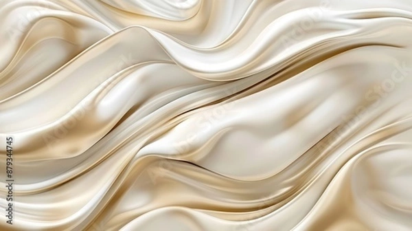 Fototapeta A mesmerizing liquid design with smooth swirls and lines in neutral shades of ivory, beige, and light taupe, mimicking the appearance of flowing water and creating a serene, sophisticated atmosphere.