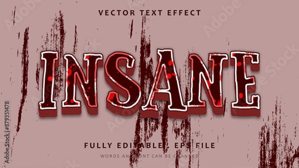 Fototapeta Red Grunge Insane Editable Text Effect Design