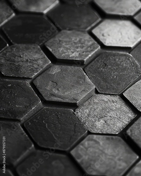 Fototapeta Black and White Hexagon Pattern, A Modern Geometric Design