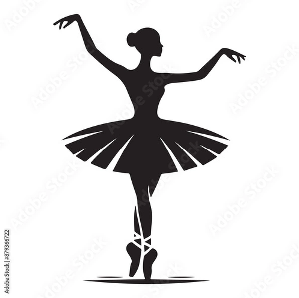 Obraz Ballerina vector icon in flat style black color silhouette