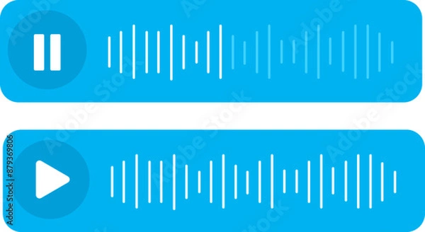Fototapeta Voice message bubbles. Sound wave icons. Mobile messenger app, online radio, podcast interface element.
