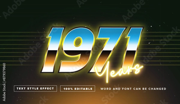 Obraz Retro 1971 text effect editable
