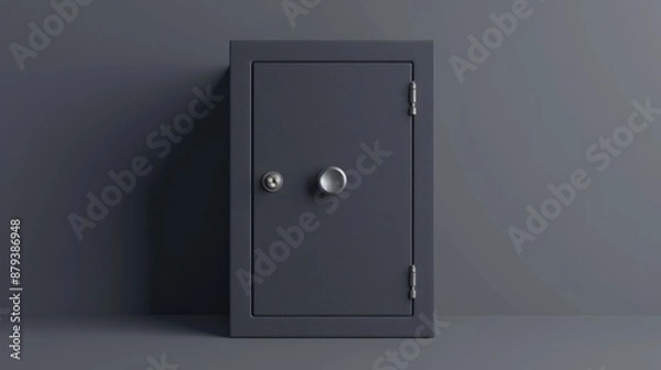 Fototapeta High-security safe box isolated on plain background