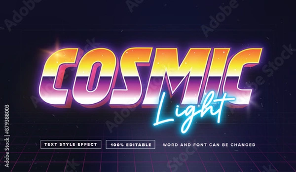 Fototapeta Retro Cosmic Light Text effect editable