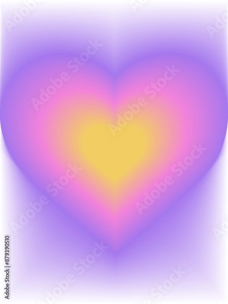 Fototapeta Aura Gradient heart poster. Y2k style blurred gradient.
Blurry heart aesthetic elements. Colourful spiritual poster. Trendy wall art. Purple, pink, yellow. Print, wallpaper, web template.