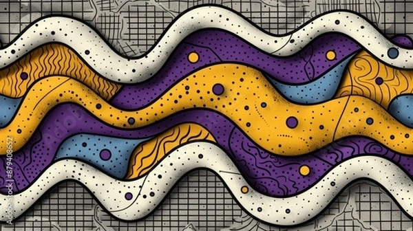 Obraz realistic colroful glamour abstract technology design wave featuring geometric shapes with realistic graphic shapes decoration in isolated elegant background, businsess background presentation 