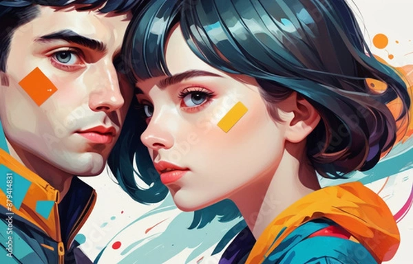 Fototapeta Abstract_portraits_of_person_Boy_with_Girl_4 - 1