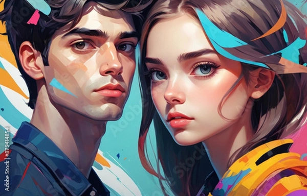 Fototapeta Abstract_portraits_of_person_Boy_with_Girl_3 - 1