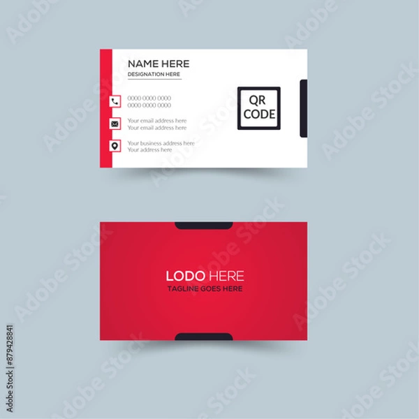 Fototapeta modern visiting card template . business and personal use.smart business card ,Double sided , Landscape, Vector illustration,