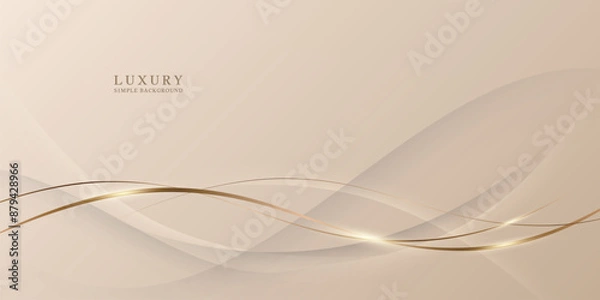 Obraz 高級感のある金色の曲線　 ベージュ背景