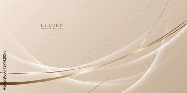 Obraz 高級感のある金色の曲線　 ベージュ背景