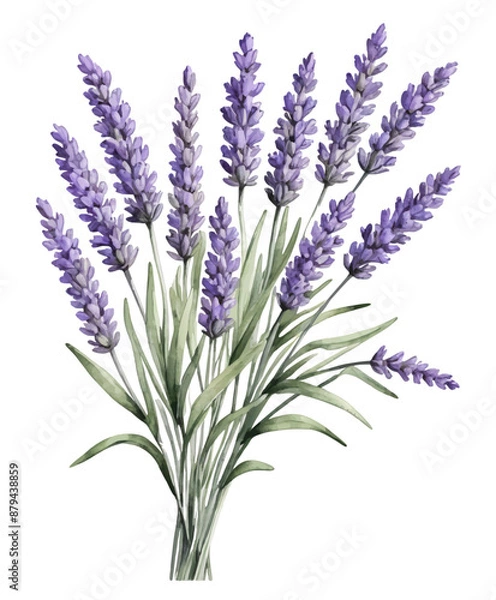Fototapeta Vector illustration of a bunch of lavender, watercolor style