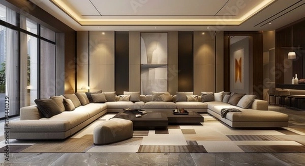 Fototapeta Modern Living Room Interior Design with Chic Contemporary Decor