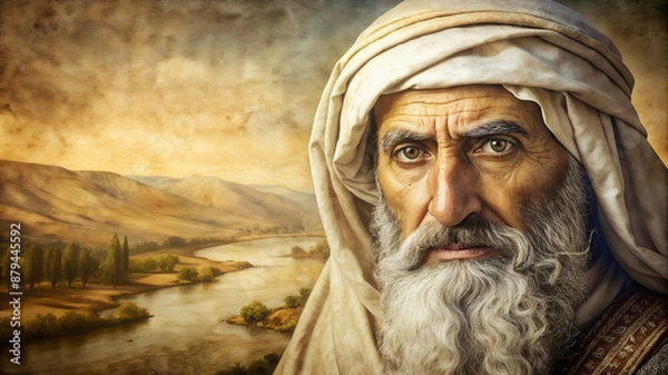 Fototapeta A prophet of God with blurred background of an ancient river