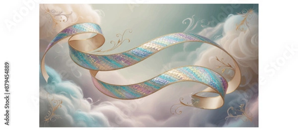 Obraz background with space rainbow colored ribbon