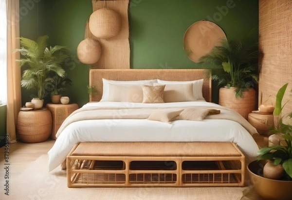 Fototapeta Boho Minimalist Luxury: Layered Textiles and Natural Fibers