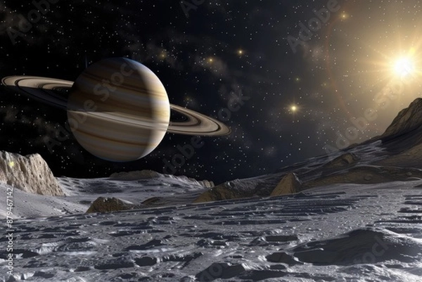 Obraz A majestic view of Saturn with its rings