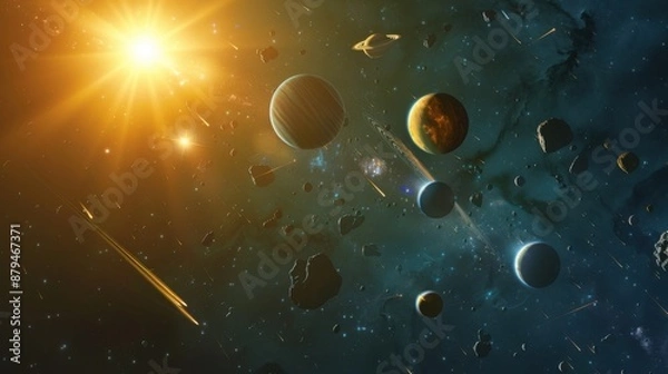 Obraz A majestic view of Saturn with its rings