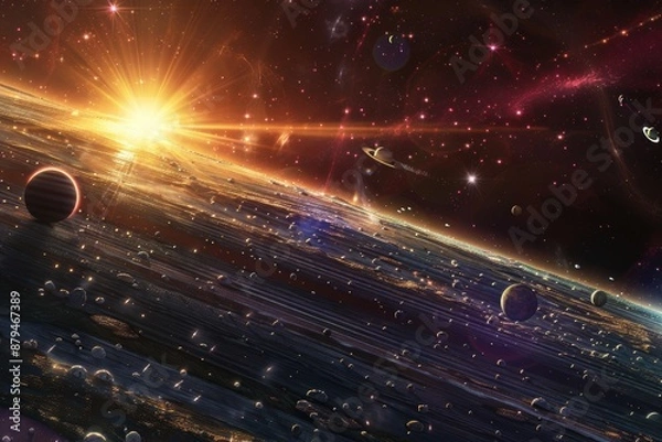 Obraz A majestic view of Saturn with its rings