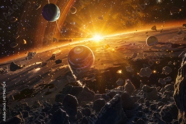 Obraz A majestic view of Saturn with its rings