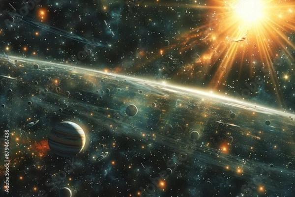 Obraz A majestic view of Saturn with its rings