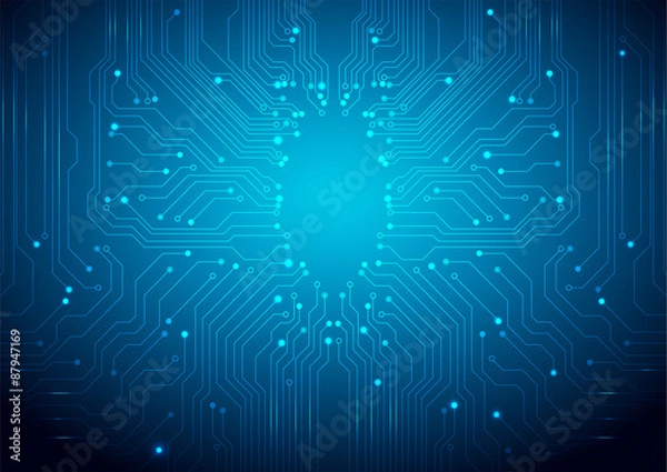 Fototapeta Technological vector background with a circuit board texture