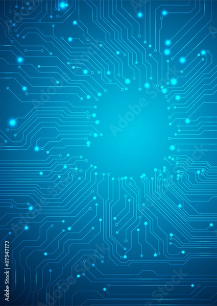 Fototapeta Technological vector background with a circuit board texture