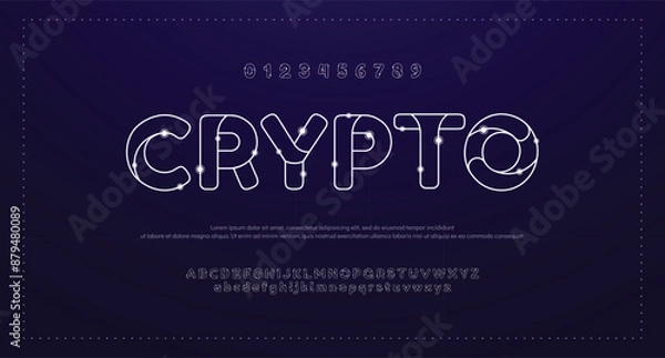 Fototapeta Creative Outline Double line monogram alphabet and tech fonts. Lines font regular uppercase and lowercase. Vector illustration.