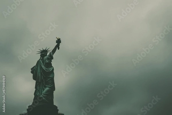 Obraz Statue of Liberty in New York at night - travel photography. Beautiful simple AI generated image in 4K, unique.