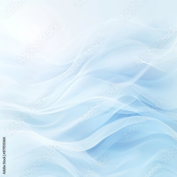 Obraz 柔らかな曲線と波の抽象的な水色の背景
