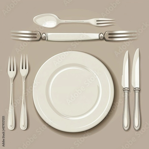 Fototapeta Fork & spoon icon vector set. Restaurant utensil symbol. Dinner dish or plate with spoon and fork sign outline for apps and websites. Generative AI