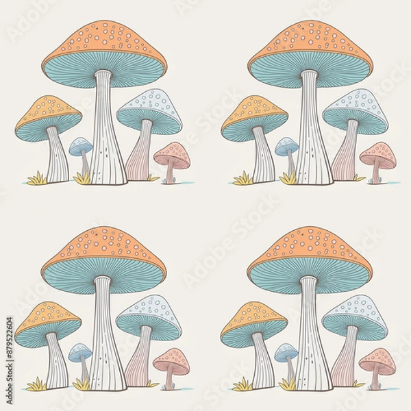 Obraz Seamless Pattern of mushrooms