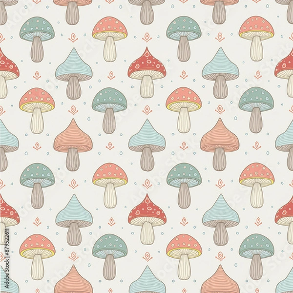 Obraz seamless pattern with mushroom