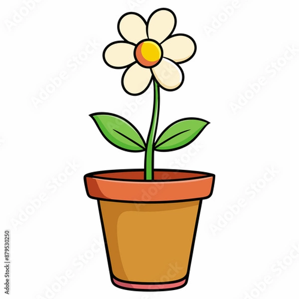 Fototapeta Flower in a pot vector illustration,  flower vector art, flower silhouette, flower in a pot