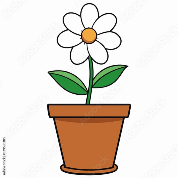 Fototapeta Flower in a pot vector illustration,  flower vector art, flower silhouette, flower in a pot
