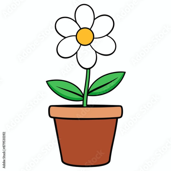 Fototapeta Flower in a pot vector illustration,  flower vector art, flower silhouette, flower in a pot