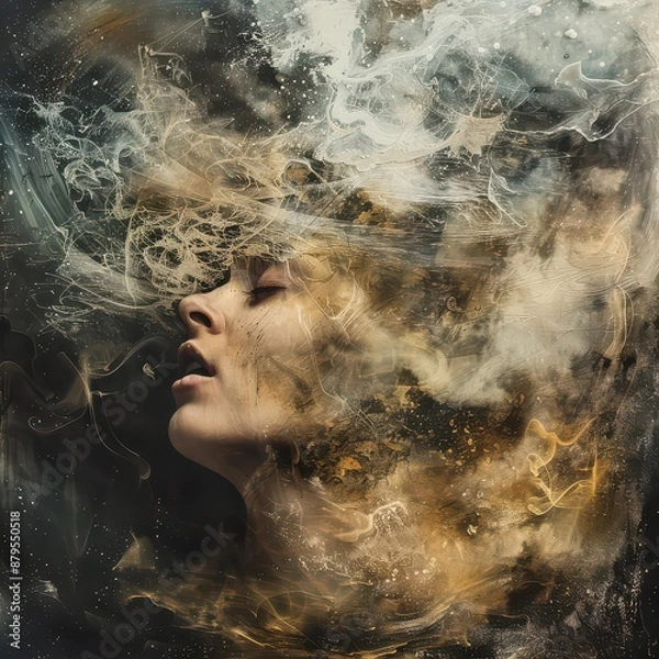 Obraz portrait of a person with a smoke